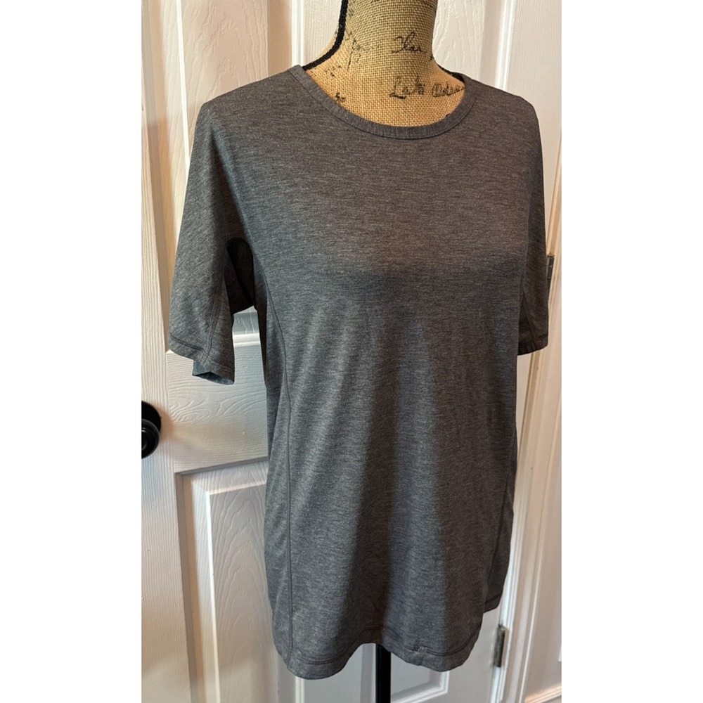 Lululemon Women's Gray Short Sleeve Activewear T-Shirt Crew Neck Top Size Med?